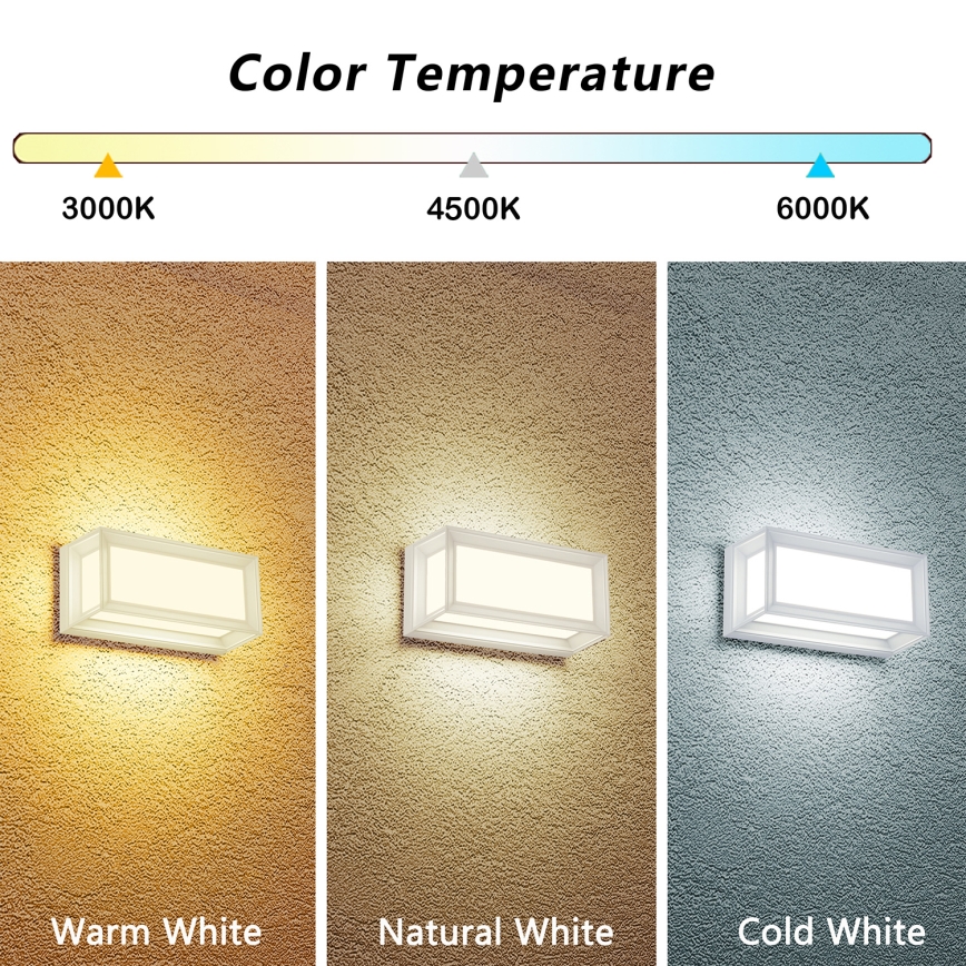 Brilagi - LED udendørs væglampe PARKER LED/12W/230V 3000/4500/6000K hvid IP44