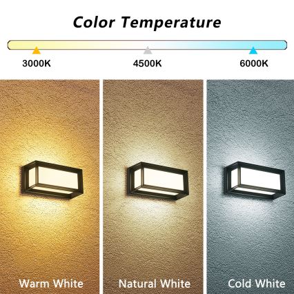 Brilagi - LED udendørs væglampe PARKER LED/12W/230V 3000/4500/6000K sort IP44