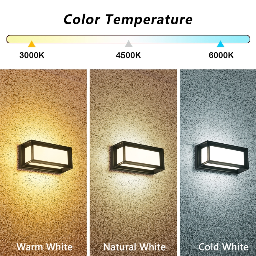 Brilagi - LED udendørs væglampe PARKER LED/12W/230V 3000/4500/6000K sort IP44