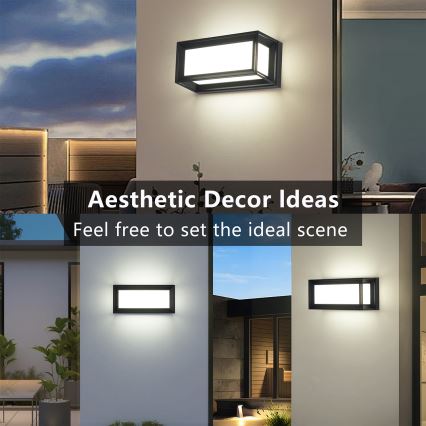 Brilagi - LED udendørs væglampe PARKER LED/12W/230V 3000/4500/6000K sort IP44