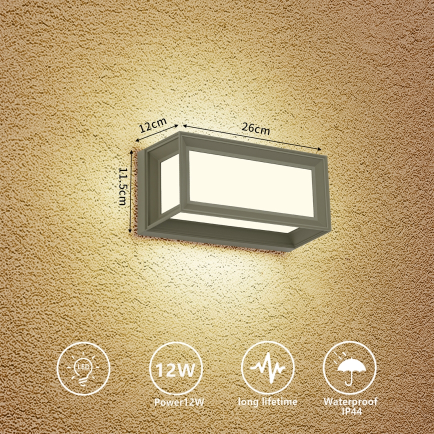 Brilagi - LED udendørs væglampe PARKER LED/12W/230V grå IP44