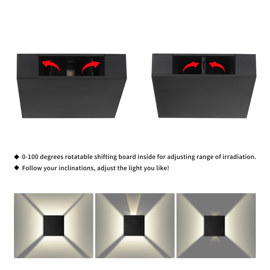 Brilagi - LED Udendørs væglampe QUADRAY LED/4W/230V sort IP65