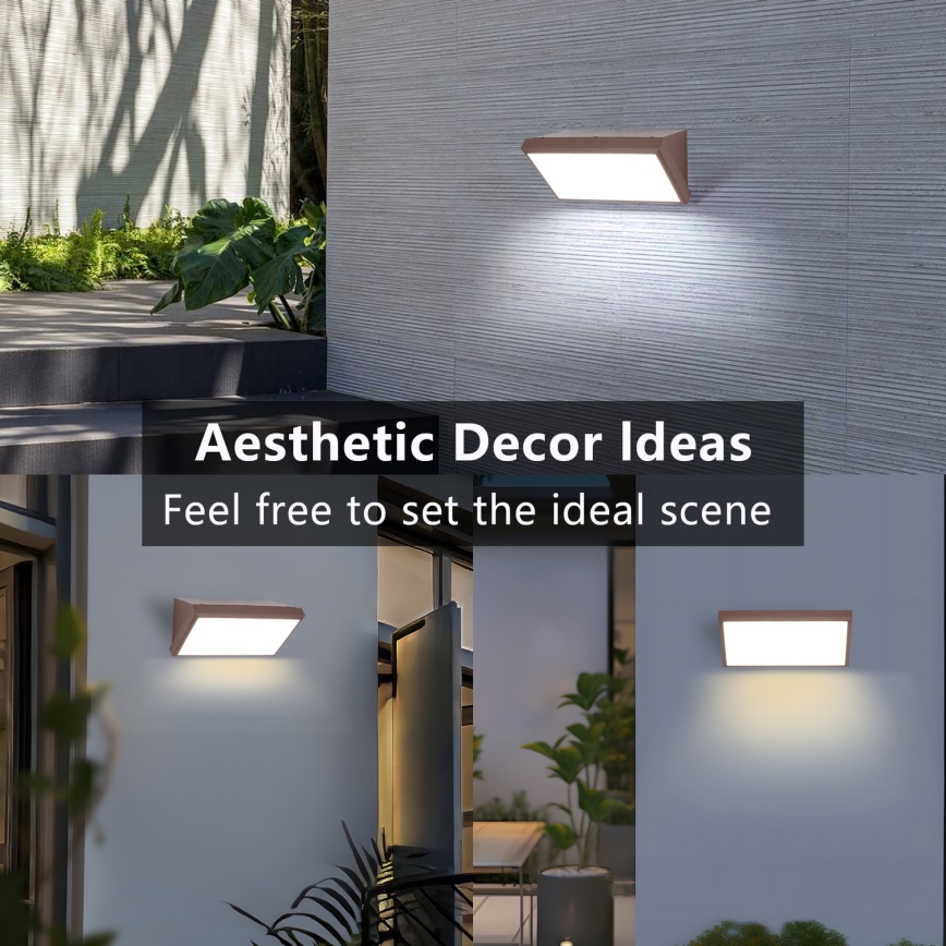 Brilagi - LED udendørs væglampe TRIANGLE LED/20W/230V 3000/4000/6500K brun IP65