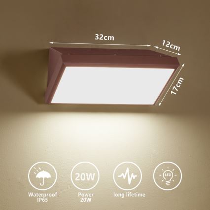 Brilagi - LED udendørs væglampe TRIANGLE LED/20W/230V 3000/4000/6500K brun IP65