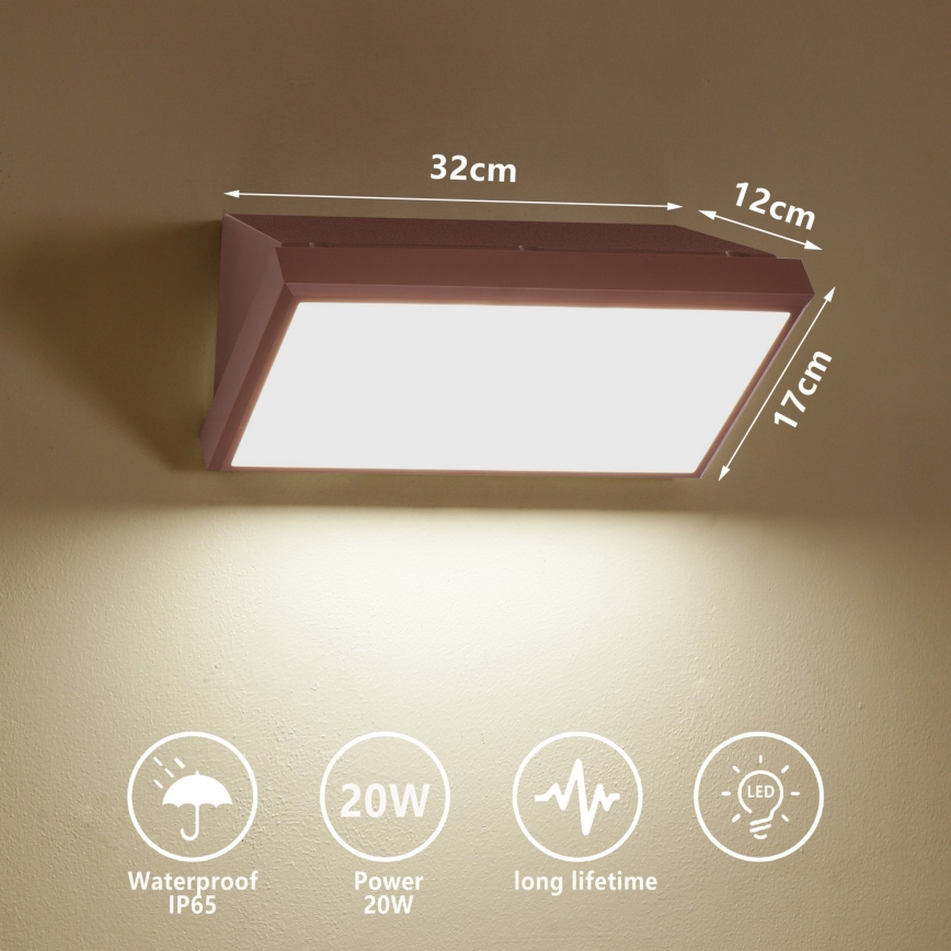 Brilagi - LED udendørs væglampe TRIANGLE LED/20W/230V brun IP65