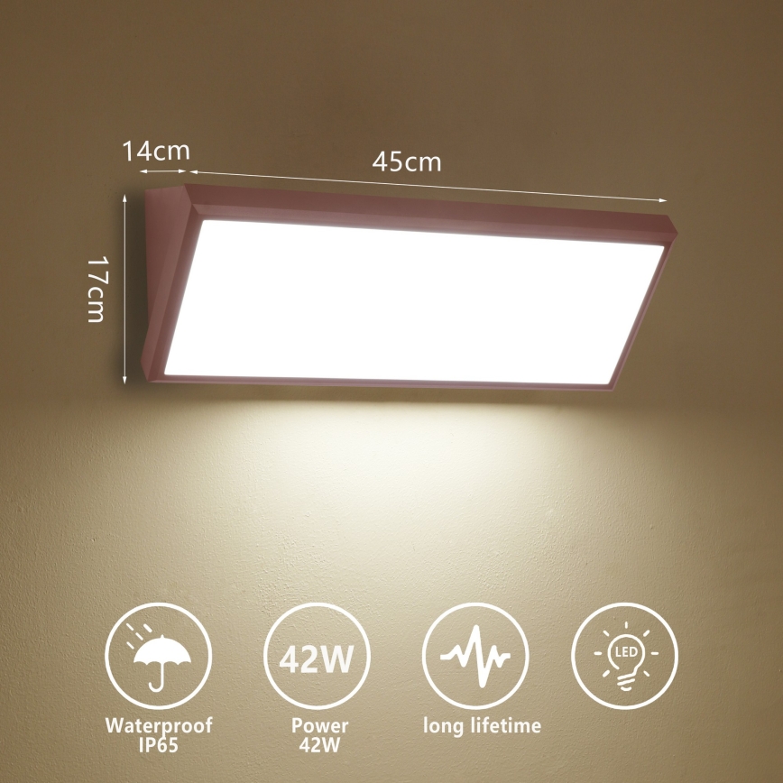 Brilagi - TRIANGLE LED udendørs væglampe, 42 W, 230 V, 3000/4000/6500 K, 45 cm, brun, IP65