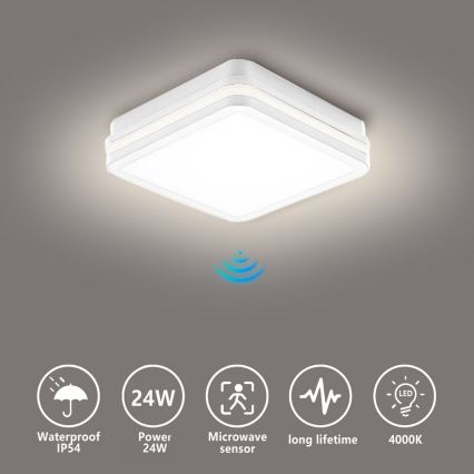 Brilagi - LED udendørsarmatur med sensor BENE LED/24W/230V 26x26 cm hvid IP54