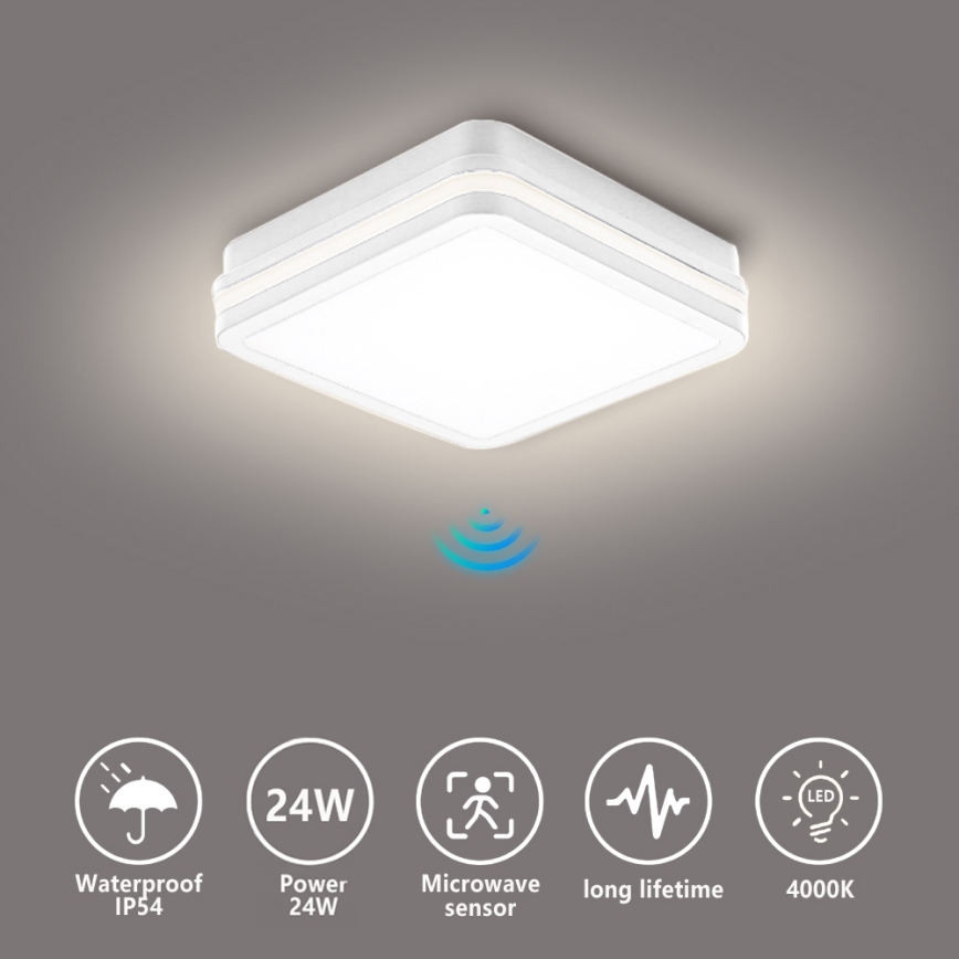 Brilagi - LED udendørsarmatur med sensor BENE LED/24W/230V 26x26 cm hvid IP54