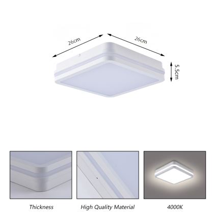Brilagi - LED udendørsarmatur med sensor BENE LED/24W/230V 26x26 cm hvid IP54