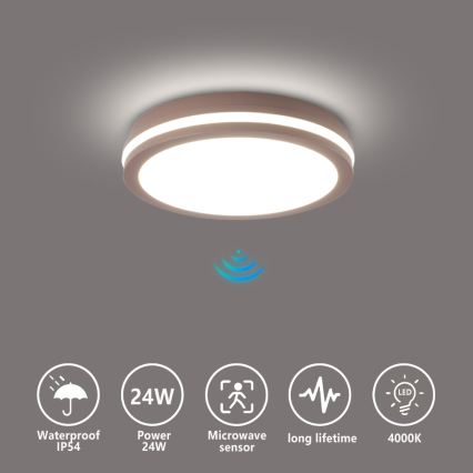 Brilagi - LED udendørs lampe med sensor BENE LED/24W/230V Ø 26 cm brun IP54