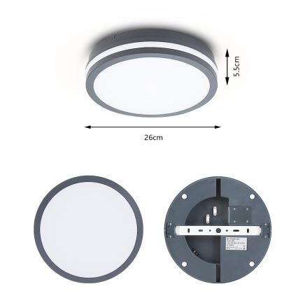 Brilagi - LED udendørslampe med sensor BENE LED/24W/230V Ø 26 cm antracit IP54