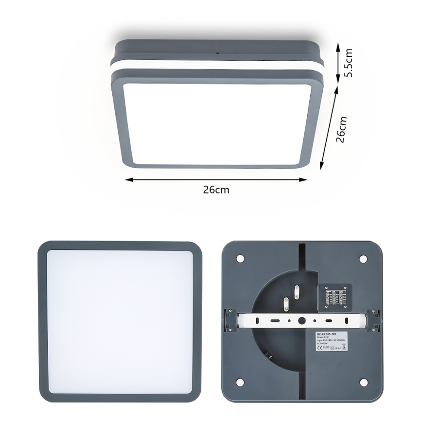 Brilagi - LED udendørslampe BENE LED/24W/230V 26x26 cm antracit IP54