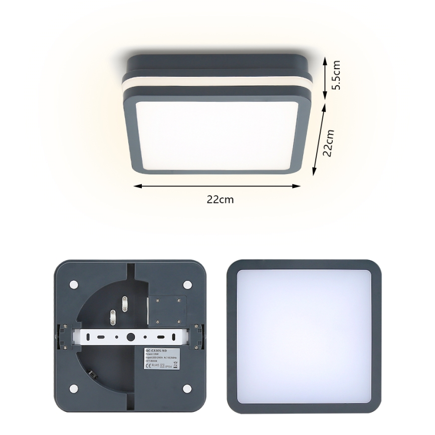 Brilagi - LED udendørslampe med sensor BENE LED/18W/230V 22x22 cm antracit IP54