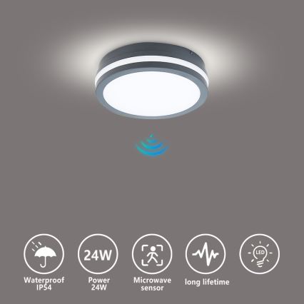 Brilagi - LED udendørslampe med sensor BENE LED/18W/230V diameter 22 cm antracit IP54