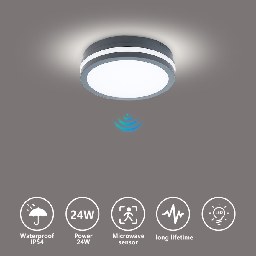 Brilagi - LED udendørslampe med sensor BENE LED/18W/230V diameter 22 cm antracit IP54