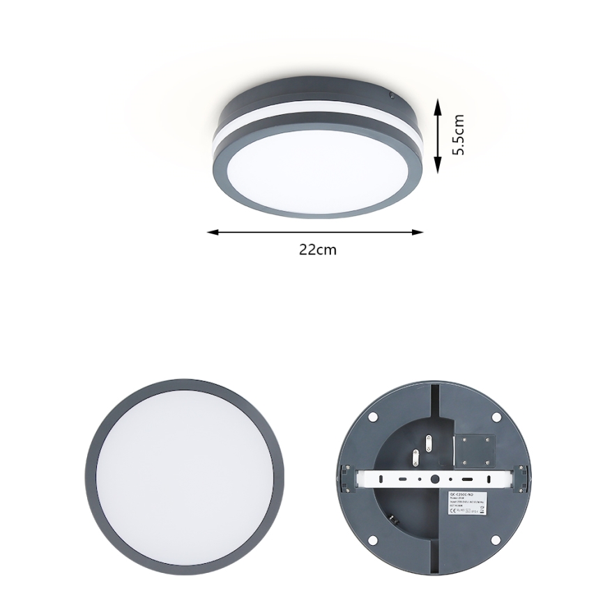 Brilagi - LED udendørslampe med sensor BENE LED/18W/230V diameter 22 cm antracit IP54