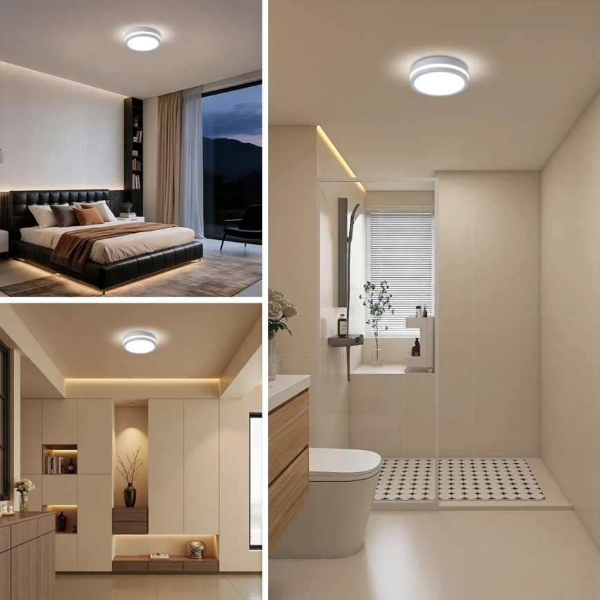 Brilagi - LED udendørs loftlampe med sensor BENE LED/18W/230V Ø 21,5 cm hvid IP54
