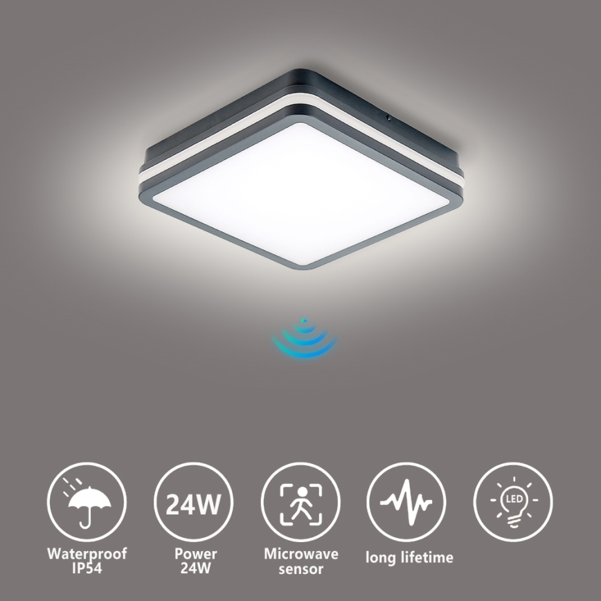 Brilagi - LED Udendørslampe m. bevægelsessensor BENE LED/24W/230V 26x26 cm antracit IP54
