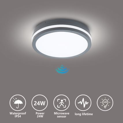 Brilagi - LED udendørslampe med sensor BENE LED/24W/230V diameter 26 cm antracit IP54