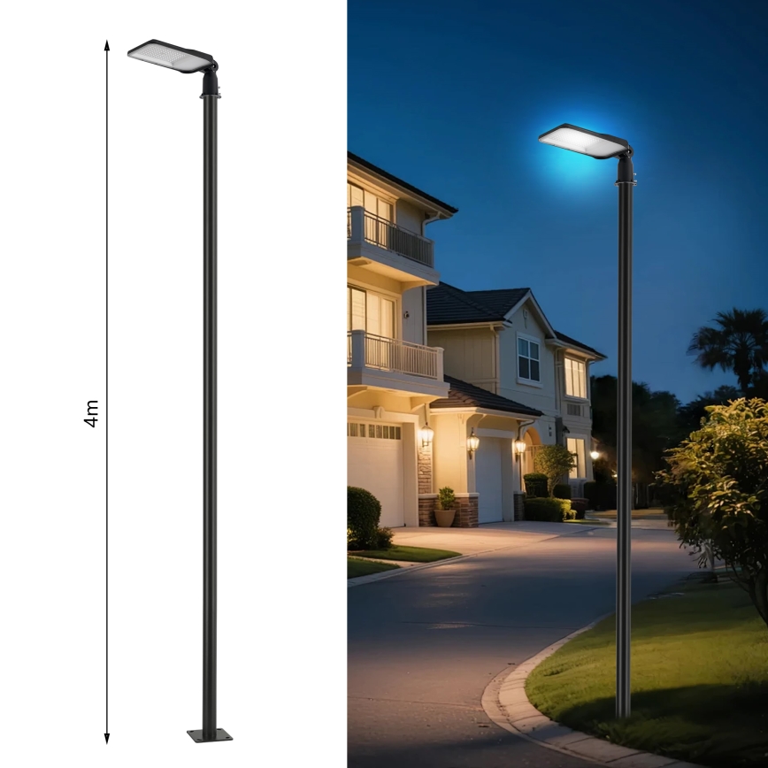 Brilagi - LED udendørs gadelampe med 4 m mast og leddelt arm URBANLIGHT LED/100W/230V sort IP65
