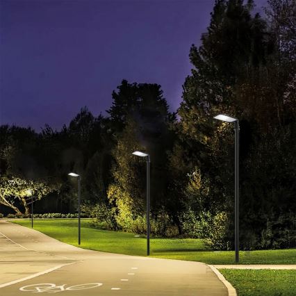 Brilagi - LED udendørs gadelampe med 3 m stolpe og leddet arm URBANLIGHT LED/100W/230V sort IP65