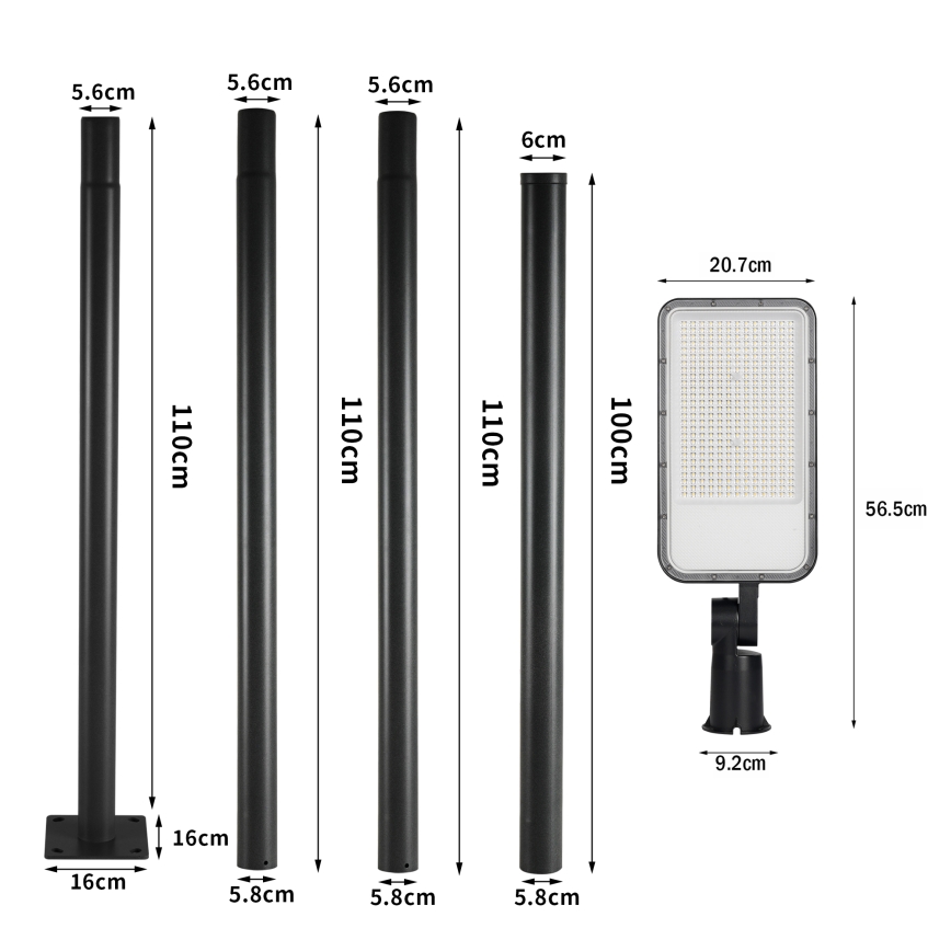 Brilagi - LED udendørs gadelampe med mast og leddelt arm på 4 m URBANLIGHT LED/200W/230V sort IP65