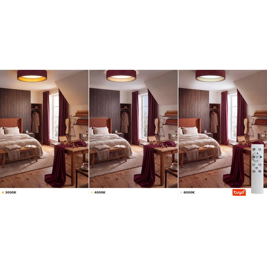 Brilagi - LED dæmpbar loftlampe VELVET SMARTIX LED/36W/230V 3000-6000K Ø 55 cm vinrød/guld Wi-Fi Tuya Beacon + fjernbetjening