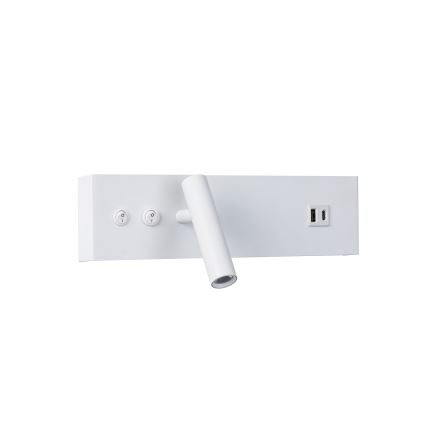 Brilagi - LED vægspot med USB-port NOCTIS LED/3W/230V + LED/9W hvid