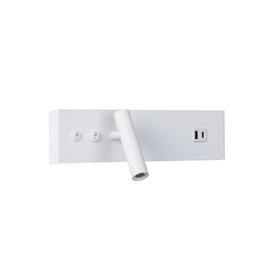 Brilagi - LED vægspot med USB-port NOCTIS LED/3W/230V + LED/9W hvid