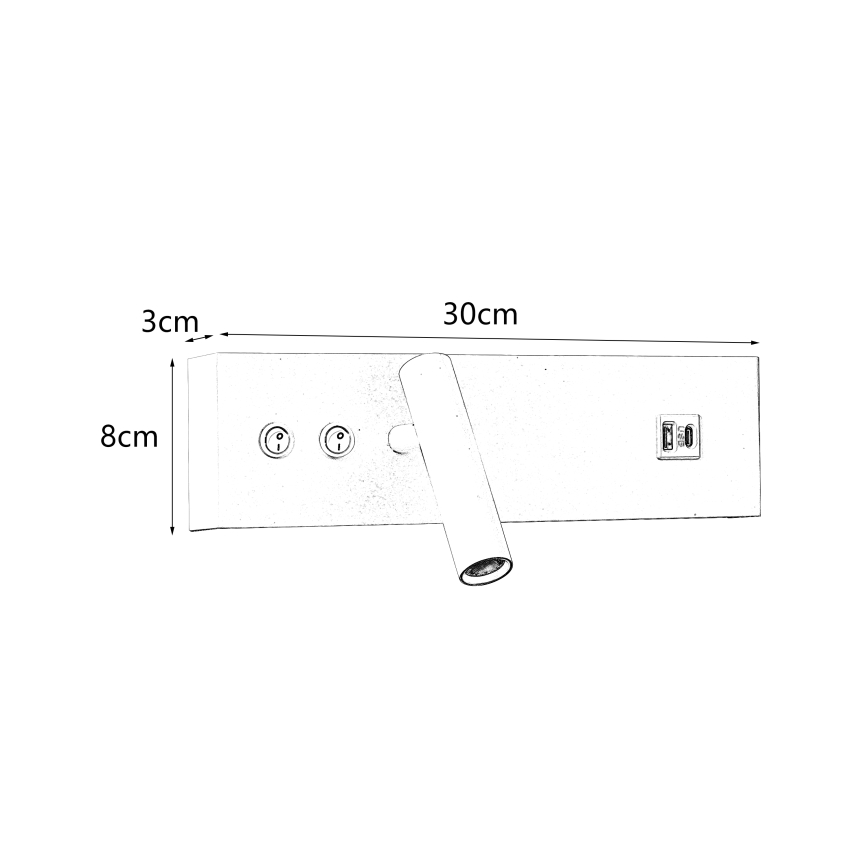 Brilagi - LED vægspot med USB-port NOCTIS LED/3W/230V + LED/9W sort