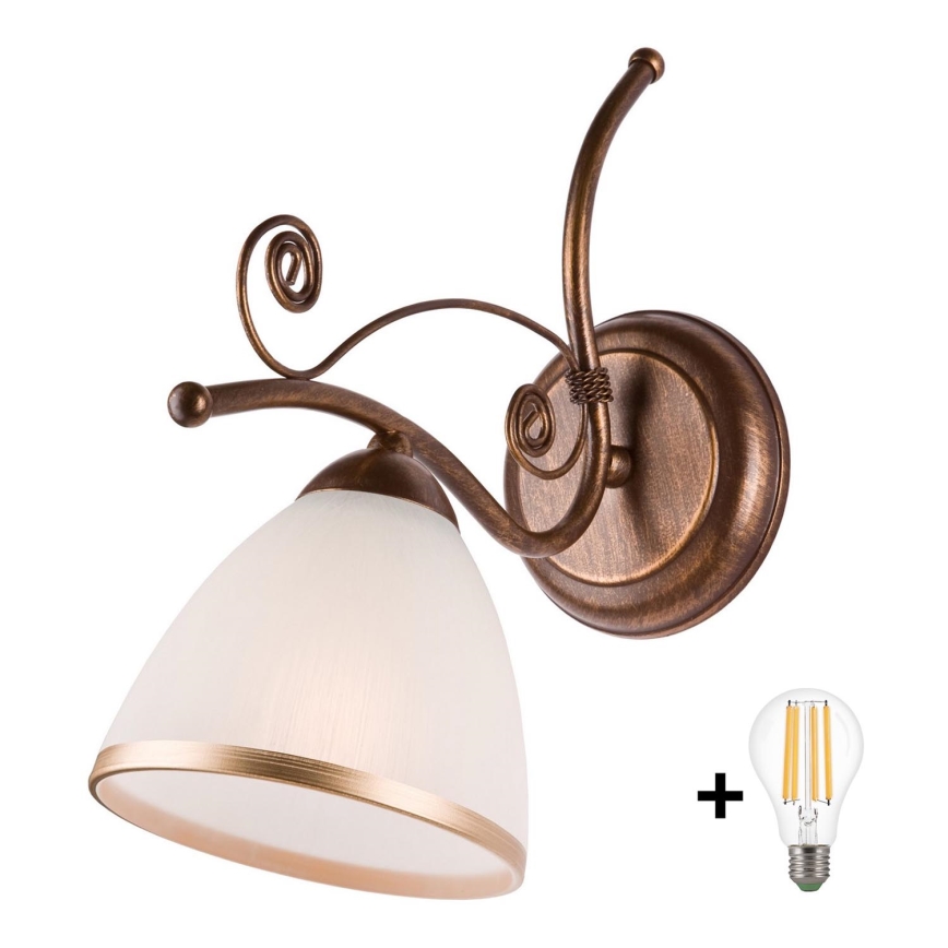 Brilagi - LED væglampe ANTICO 1xE27/60W/230V bronzefarvet patina