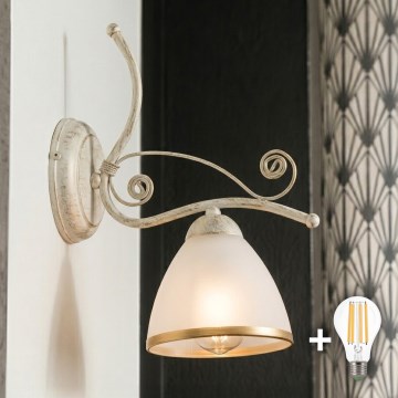 Brilagi - LED væglampe ANTICO 1xE27/60W/230V hvid patina