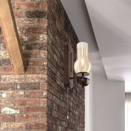 Brilagi - LED Væglampe COTTAGE 1xE14/40W/230V bøg/brun