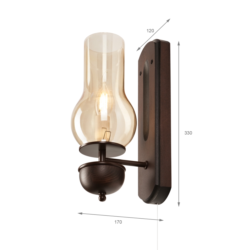 Brilagi - LED Væglampe COTTAGE 1xE14/40W/230V bøg/brun
