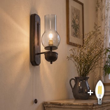 BRILAGI - LED væglampe COTTAGE 1xE14/40W/230V bøg/røget grå