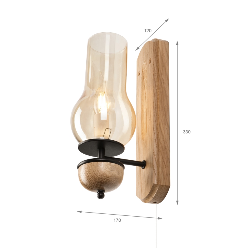 Brilagi - LED Væglampe COTTAGE 1xE14/40W/230V eg/brun