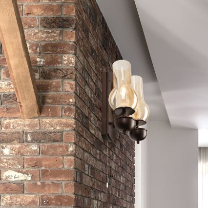 Brilagi - LED Væglampe COTTAGE 2xE14/40W/230V bøg/brun