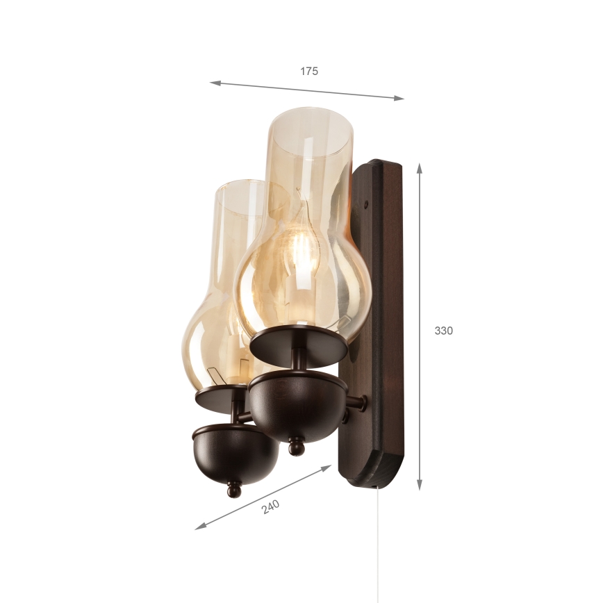 Brilagi - LED Væglampe COTTAGE 2xE14/40W/230V bøg/brun