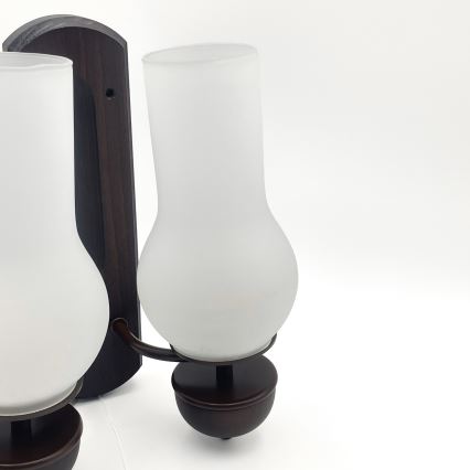 Brilagi - LED Væglampe COTTAGE 2xE14/40W/230V bøg/hvid