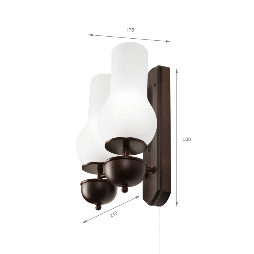 Brilagi - LED Væglampe COTTAGE 2xE14/40W/230V bøg/hvid