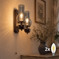BRILAGI - LED Væglampe COTTAGE 2xE14/40W/230V bøg/røget grå