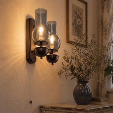 BRILAGI - LED Væglampe COTTAGE 2xE14/40W/230V bøg/røget grå