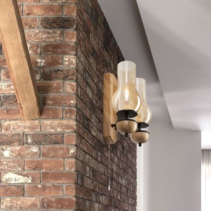 Brilagi - LED Væglampe COTTAGE 2xE14/40W/230V eg/brun