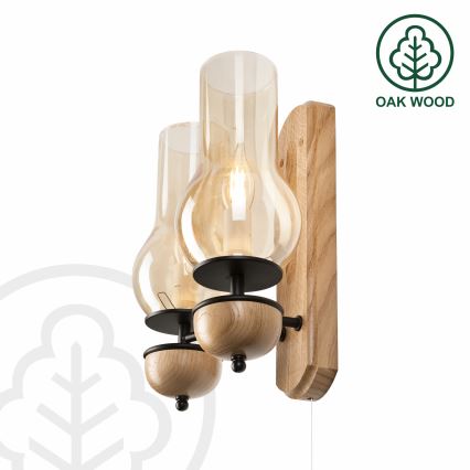 Brilagi - LED Væglampe COTTAGE 2xE14/40W/230V eg/brun