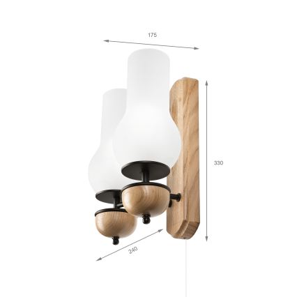 Brilagi - LED Væglampe COTTAGE 2xE14/40W/230V eg/hvid