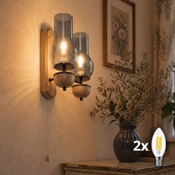 BRILAGI - LED Væglampe COTTAGE 2xE14/40W/230V eg/røget grå