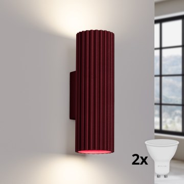 Brilagi - LED-væglampe CRESTO 2xGU10/10W/230V 20 cm bordeaux