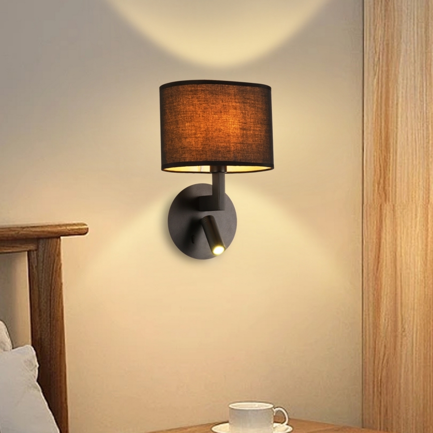 Brilagi - LED væglampe DAYA 1xE14/40W/230V + LED/3W sort