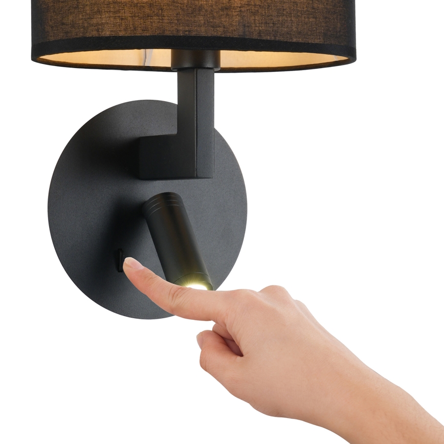 Brilagi - LED væglampe DAYA 1xE14/40W/230V + LED/3W sort