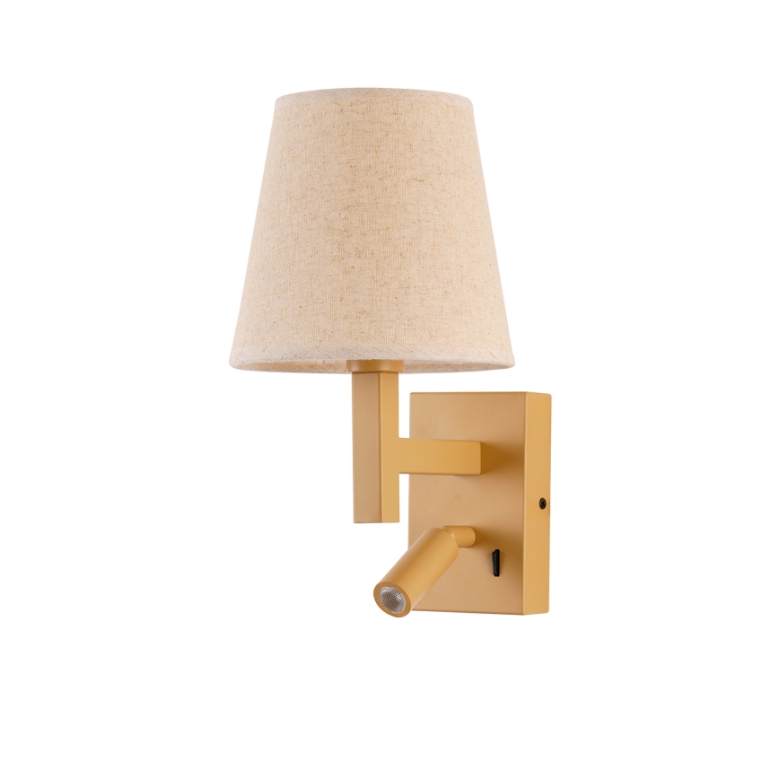 Brilagi - LED væglampe DEYA 1xE14/40W/230V + LED/3W hør/guldfarvet